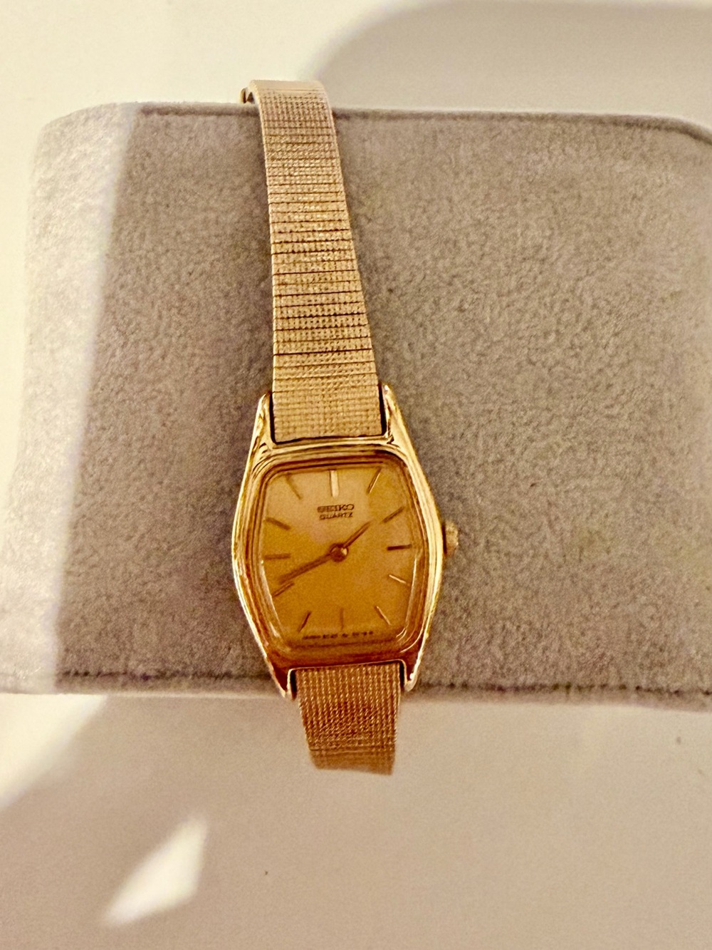 Seiko Gold Tone Ladies Dress Watch with Mesh Bracelet